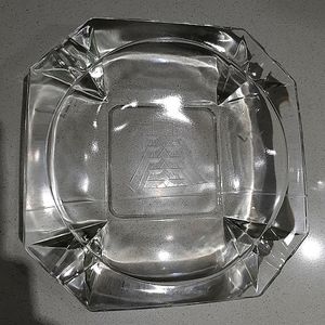 Vintage etched glass ashtray